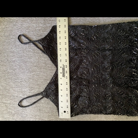 Bags Milo Black Sequence Spaghetti strap Cocktail Gown Sz L - Picture 9 of 16